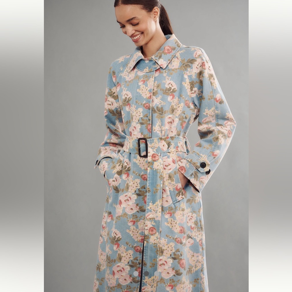 NWT / XL Avec Les Filles Printed Denim
Trench Coat - Picture 2 of 7
